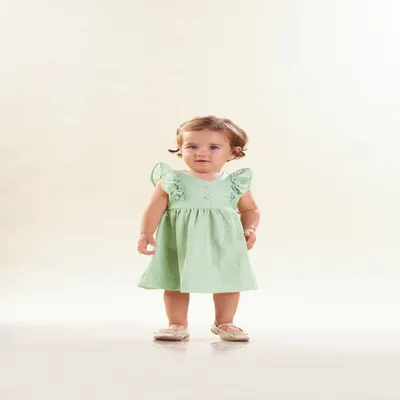 Vestido Bebê Kiki Com Botões De Pérola